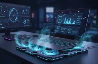 ноутбук на охлаждающей подставке